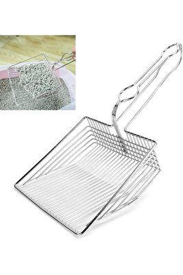 Paslanmaz Metal Kedi Köpek Kum Temizleme Küreği - Tuvalet Kumu Temizleyen Metal Kürek. ürün fotoğrafı