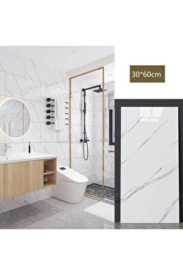 Kendinden Yapışkanlı Beyaz Mermer Desen Pvc Panel 30x60cm Banyo Wc Mutfak ürün fotoğrafı