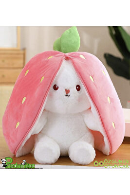 Özgüneroyuncak. 50 Cm Çilek Çantalı Tavşan Sevgiliye Özel ürün fotoğrafı