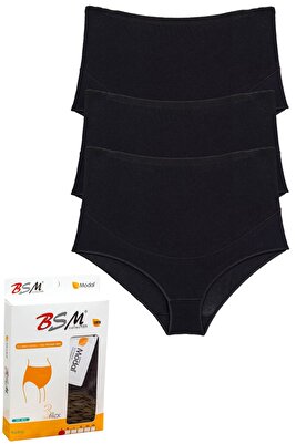 3'lü Modal Siyah Kadın Geniş Rahat Hamile Külodu ürün fotoğrafı