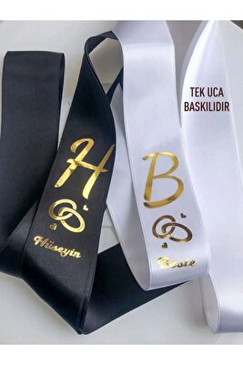 Takı Kurdelesi 6 Cm Eninde 2 Adet Siyah Ve Beyaz Renk Tek Uç Baskı (TARİHSİZ) ürün fotoğrafı