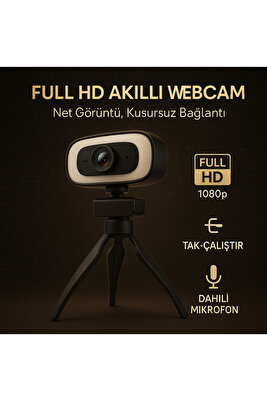 Webcam Yayıncı 2k Full Hd 30fps Işıklı 2560*1440p 360* Dönebilen Mikrofonlu Bilgisayar Kamerası ürün fotoğrafı