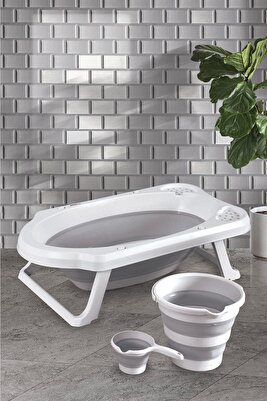 Gri Katlanır Banyo Seti ürün fotoğrafı