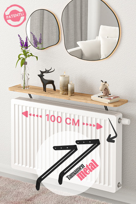 Oval Kesim Petek Üstü Uçan Raf Dresuar Kalorifer Peteği Rafı Kitaplık 100 X 18 Cm Atlantik Çam ürün fotoğrafı