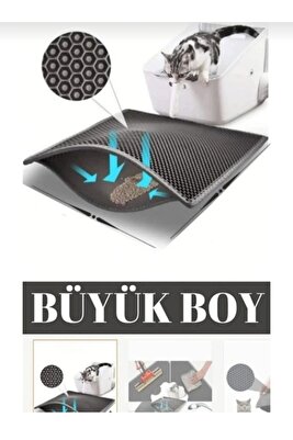 Büyük Boy Elekli Kedi Tuvaleti Önü Paspası Kedi Kumu Paspası 80x60cm ürün fotoğrafı