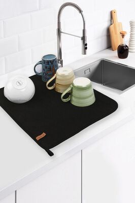 Microfiber Bulasik Kurutma Mati Kurulama Bezi Kurutma Örtüsü Tezgah Üstü Siyah ürün fotoğrafı