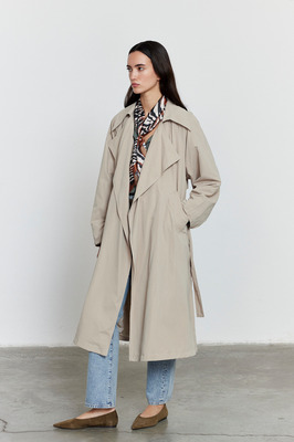 Kadın 20227711123 Bej Kuşaklı Mevsimlik Ince Trençkot ürün fotoğrafı
