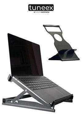 2'li Set - 5 Kademeli Çelik Notebook Laptop Yükseltici Altlık & Telefon Tablet Tutucu Stand - 2 Ürün ürün fotoğrafı