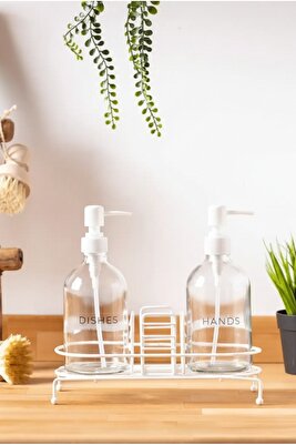 Nova Standlı 2 Li Sıvı Sabunluk Beyaz ürün fotoğrafı