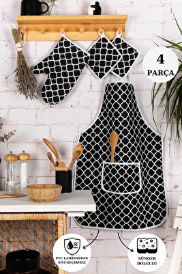 4’lü Mutfak Çeyiz Seti ; Mutfak Önlüğü , Fırın Eldiveni Ve Tutacak Takımı ürün fotoğrafı
