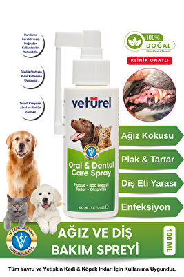Ağız Ve Diş Bakım Spreyi 100ml Kedi Ağız Bakımı Köpek Ağız Kokusu Diş Eti Yarası Enfeksiyonu ürün fotoğrafı