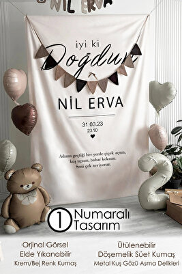 Kişiye Özel Büyük Ebat Birinci Kalite Kumaş Happy Birthday Doğum Günü Duvar Örtüsü Duvar Halısı ürün fotoğrafı