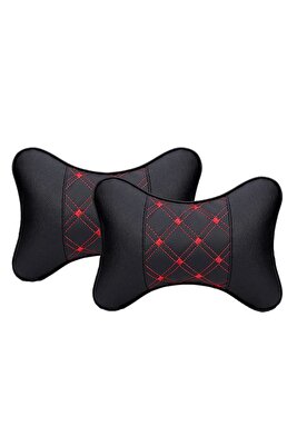 2 Ad Lüx Ortopedik Oto Boyun Yastığı Kırmızı Desenli ürün fotoğrafı