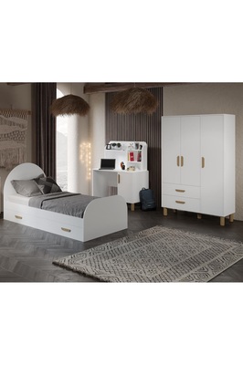 Bohem Cocuk Odası Takımı Yavrulu Masalı Tamamı Mdf Beyaz ürün fotoğrafı