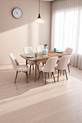 Inci Açılır 6 Kişilik Mutfak Masası Takımı Yemek Masası Takımı ürün fotoğrafı