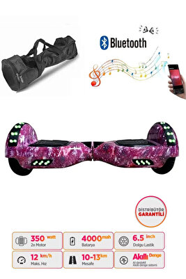 Elektrikli Kaykay Full Ledli Hoverboard Bluetooth Hoparlörlü 6.5 Inch Çanta Hediyeli D13 ürün fotoğrafı