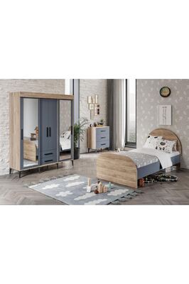 Izmir Çocuk Odası Takımı Tamamı Mdf Antrasit Ve Flora Aynalı ürün fotoğrafı