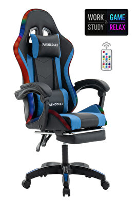 Blue Star Işıklı - Masaj Özellikli Oyuncu Koltuğu Mavi-siyah ürün fotoğrafı