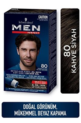 Schwarzkopf Men Perfect Saç Boyası 80- Kahve Siyah-Kolay ve Hızlı Beyaz Kapama ürün fotoğrafı