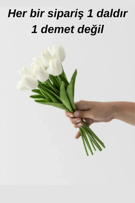 1 adet beyaz renkli Çınar Islak Lale – Yapay Dekor, Masa Süsü ürün fotoğrafı