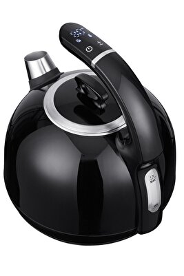 Dijital Göstergeli Retro Kettle 1.7L Wifi &amp; Bluetooth Dokunmatik Tuya Akıllı Su Isıtıcısı Siyah ürün fotoğrafı
