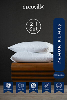 2 Li Anti-akar Pamuklu Flaplı (kapaklı) Sıvı Geçirmez Yastık Alezi ürün fotoğrafı