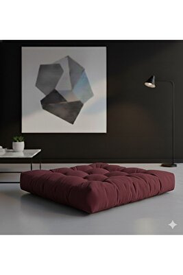 Dekoratif Kadifemsi Kumaş Yer &amp; Palet Minderi 60x60x10 (GÖRSELDEKİ ÜRÜN)-BORDO ürün fotoğrafı
