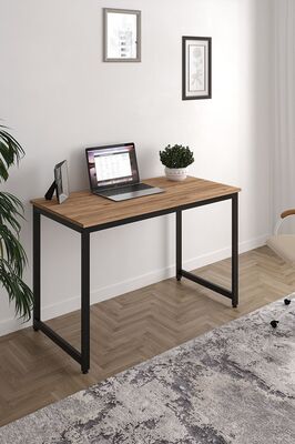 Çam/Siyah 120x60 Çalışma Masası, Bilgisayar Masası, Ofis Masası, Metal Ayaklı ürün fotoğrafı