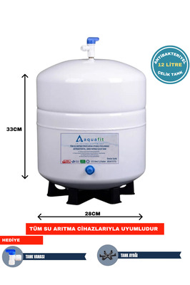 Su Arıtma Tankı – 12 Lt (3,2 Galon) Paslanmaz Metal + Vanalı ve Ayak Hediyeli ürün fotoğrafı
