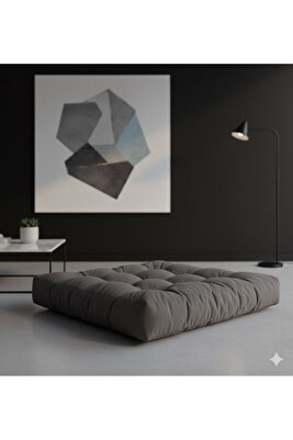 Dekoratif Kadifemsi Kumaş Yer &amp; Palet Minderi 60x60x10 (GÖRSELDEKİ ÜRÜN)-GRİ ürün fotoğrafı