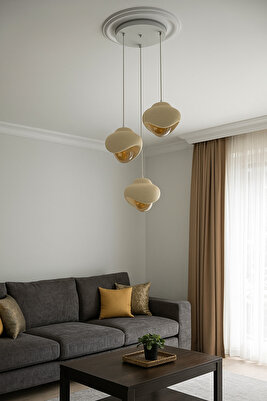 Beton Sarkıt Üçlü Avize E27 Duy Rustik Ampul Yatak Odası, Mutfak, Oturma Odası, Antre -hol ürün fotoğrafı