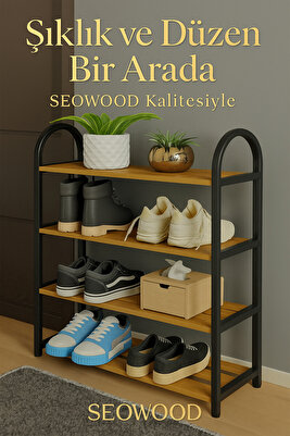 4 Katlı 1.sınıf Süper Kalite Lamine Kaplamalı HDF Ayakkabılık 4 Yıl Garantili ürün fotoğrafı