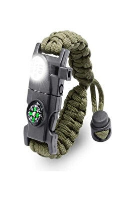 Paracord Hayatta Kalma Bilekliği Turuncu-siyah ürün fotoğrafı