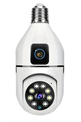 8MP E27 4K WiFi Ampül Kamera – 360° Panoramik Görüşlü, Gece Görüşlü Kablosuz Akıllı IP Kamera ürün fotoğrafı