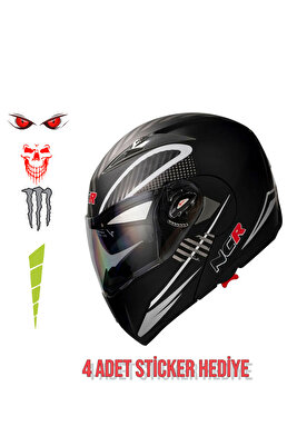 Çene Açılır Kask Vizörlü Monster Mat Siyah Ece Belgeli ürün fotoğrafı