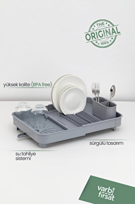 Açılır Kapanır Sürgülü Tabaklık Bulaşıklık Bulaşık Sepeti Bulaşık Kurutma / Açık Gri ürün fotoğrafı