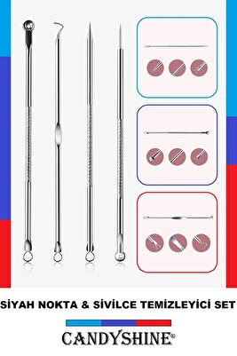 Paslanmaz Çelik Komedon Sivilce Akne Iğne Aracı Çıkartıcı Set Yüz Bakımı Siyah Nokta Leke Çıkarıcı ürün fotoğrafı