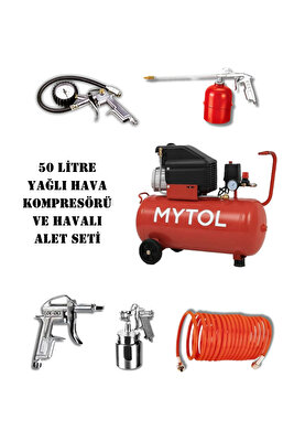 Profesyonel Hızlı Motor 50 Lt Hava Kompresörü 5 Parça Havalı Set ürün fotoğrafı
