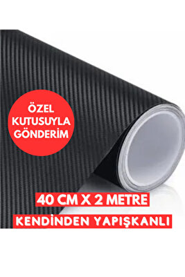 Siyah Karbon Fiber Folyo 40 Cm X 2 Metre Hava Kanallı Kaplama Folyosu ürün fotoğrafı