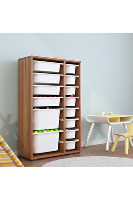 Rine 14 Sepetli Çok Amaçlı Oyuncak Dolabı Tropik Ceviz 2D4K8U ürün fotoğrafı