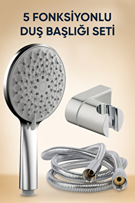 Nilüfer 3 In 1 5 Fonksiyonlu Banyo Duş Başlığı Seti L Mafsal Ve 1,5 Metre Örgülü Hortum Seti ürün fotoğrafı