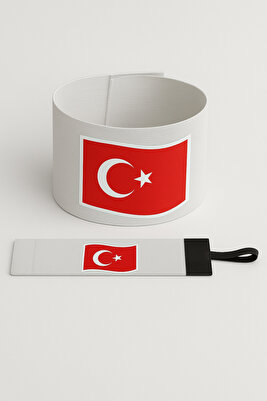 Kaptanlık Pazubandı Kaptan Kolluğu Kaptanlık Kaptan Bandı Profesyonel - Beyaz Türk Bayraklı ürün fotoğrafı