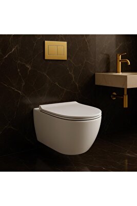 Rondo Beyaz Kanalsız Asma Klozet RND5512, Nkp Grande Yavaş Kapak ürün fotoğrafı