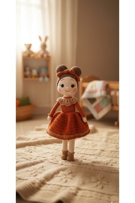 Sonbahar Şirin Bebek Organik Örgü Oyuncak ürün fotoğrafı