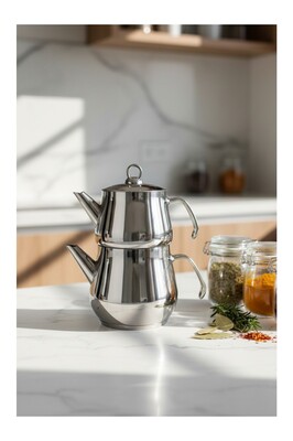 Aletta Büyük Boy Çelik Çaydanlık Metal Kulp Aile Boy ürün fotoğrafı