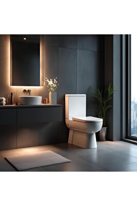 Omega Beyaz Kanallı Duvara Sıfır Klozet Takımı OMG1303, Nkp İnci Yavaş Kapak ürün fotoğrafı