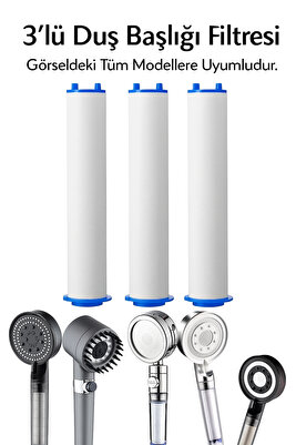 3 Adet Filtreli Duş Başlığı Filtresi Kireç Önleyici Filtre ürün fotoğrafı