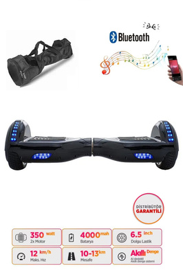 Elektrikli Kaykay Hoverboard 6.5 Inch Ledli Model - Siyah ürün fotoğrafı