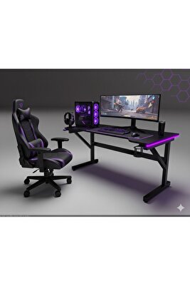 Rgb Ledli Kumandalı Oyuncu Masası 130x65x76 ürün fotoğrafı