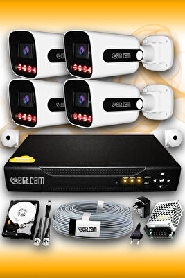 4 Kameralı Süper 4 Dış Kamera Set 250 GB 5 MP 2K Net Gece Görüşlü Güvenlik Kamerası Sistemi ürün fotoğrafı